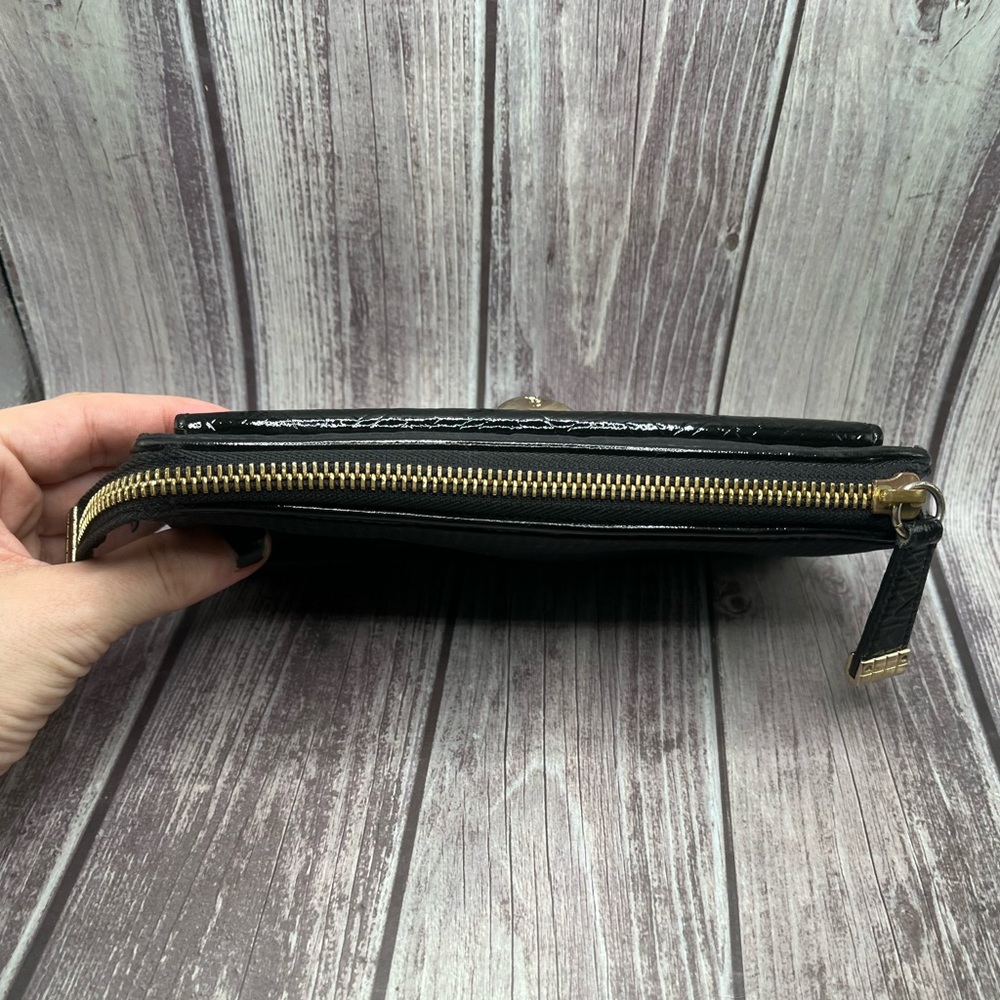 L.A.M.B VTG Y2K Gwen Stefani Black Zip Wallet Patent Leather & Fabric RARE - Picture 6 of 16
